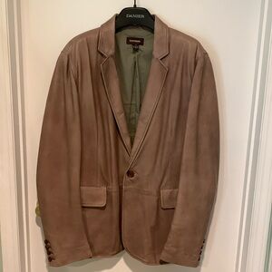 Danier gray leather men’s blazer. Size L. NWOT